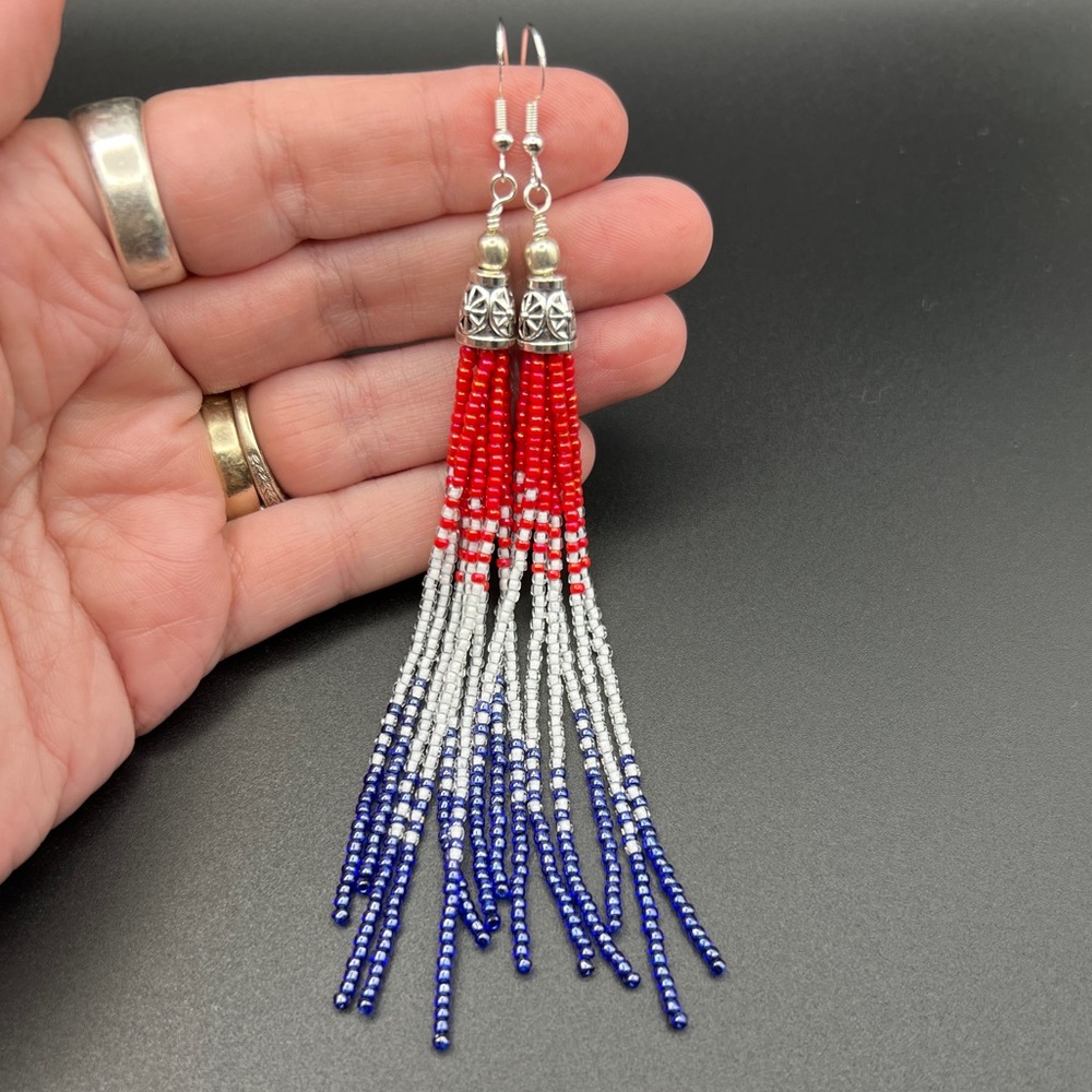 Beaded Fringe Tassel Earrings